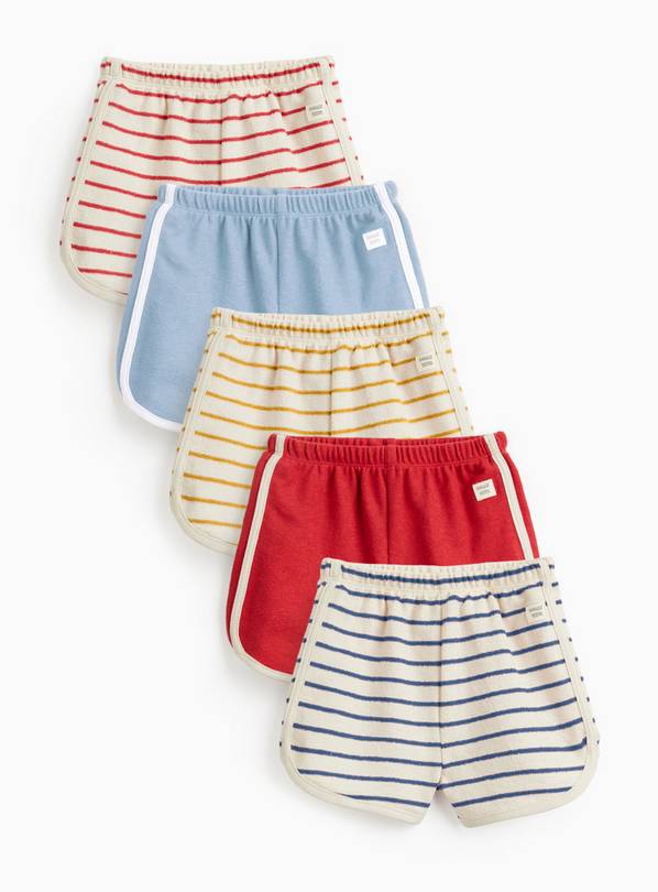 Striped & Plain Retro Shorts 5 Pack 9-12 months
